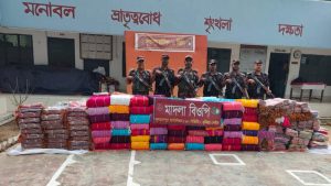 ব্রাহ্মণপাড়ায় বিজিবির অভিযান: ৩ কোটি ৪৪ লাখ টাকার ভারতীয় শাড়ি ও চশমা জব্দ