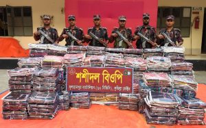ব্রাহ্মণপাড়ায় ৮৪ লাখ টাকার ভারতীয় শাড়ি জব্দ বিজিবির